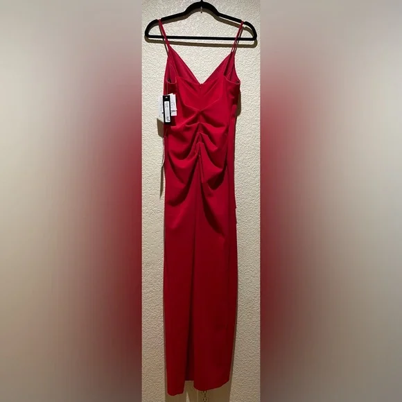 NWT Xscape Ruched Slit Evening Dress Gown in Red Size 10